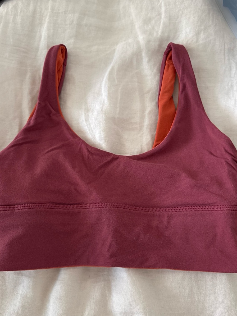 Lululemon Burgundy with Orange Lining